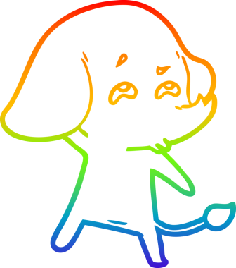 gökkuşağı gradyan çizimi bir insan tarafından çizilmiş bir fil karikatürü