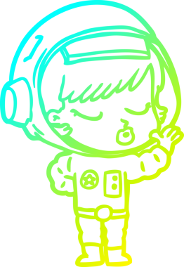 Bir çizgi film karakteri çizen soğuk gradyan bir insan tarafından çizilmiş güzel astronot kız.