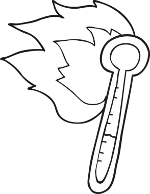 Bir insan tarafından çizilen serbest çizim siyah beyaz çizgi film sıcaklık göstergesi