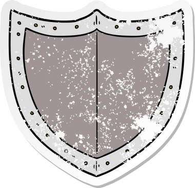 Bir insan tarafından çizilmiş karikatür kalkanının sıkıntılı çıkartması