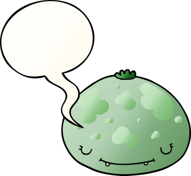 bir insan tarafından çizilmiş yumuşak eğimli baloncuklu çizgi film kabağı