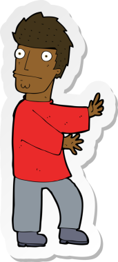 Bir insan tarafından çizilmiş gergin bir adamın çıkartması.