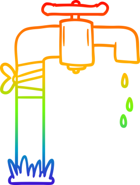 gökkuşağı gradyan çizgi çizimi bir insan tarafından çizilmiş eski bir su musluğu