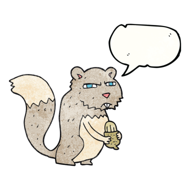 Serbest konuşma balonu, bir insan tarafından çizilmiş fındıklı kızgın sincap çizgi filmi.