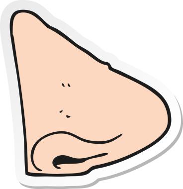 Bir insan tarafından çizilmiş karikatür burun çıkartması.