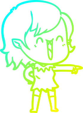 Bir insan tarafından çizilen mutlu vampir kız çizgi filminin soğuk gradyanı.