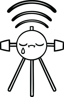 Bir insan tarafından çizilmiş ağlayan bir uydunun çizgi çizimi