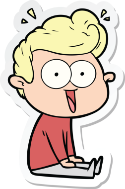 Bir insan tarafından çizilmiş, dik dik bakan bir çizgi film çıkartması.