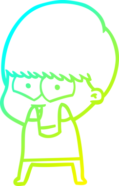 Bir çizgi film karakteri çizen soğuk çizgi bir insan tarafından çizilmiş mutlu çocuk.