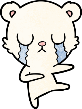 Bir insan tarafından çizilmiş ağlayan kutup ayısı çizgi filmi.