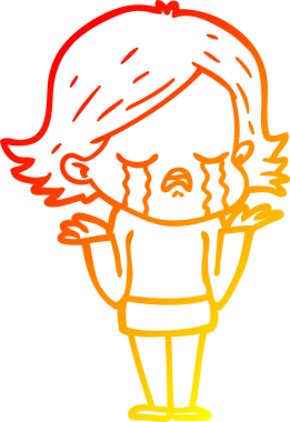 Bir insan tarafından çizilmiş ağlayan çizgi film kızı çizimi.