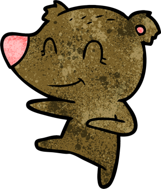 Bir insan tarafından çizilmiş gülen ayı çizgi filmi.