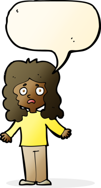 Bir insan tarafından çizilmiş konuşma balonu olan endişeli bir karikatür.