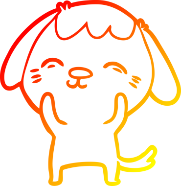 Bir insan tarafından çizilmiş mutlu çizgi film köpeğinin sıcak çizgi çizimi