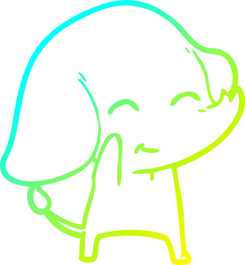 Bir insan tarafından çizilmiş şirin bir filin soğuk gradyan çizgisi