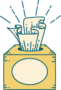 Bir insan tarafından çizilmiş geleneksel bir dövme kutusu çizimi.