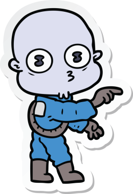 Bir insan tarafından çizilmiş garip kel uzay adamının çıkartması.