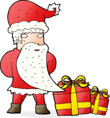 Bir insan tarafından çizilmiş Noel Baba çizgi filmi.