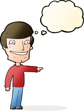 çizgi film mutlu adam bir insan tarafından çizilen düşünce baloncuğu ile işaret