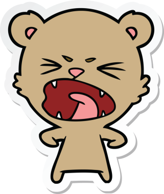 Bir insan tarafından çizilmiş kızgın bir çizgi film ayısının çıkartması.