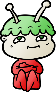 Bir insan tarafından çizilmiş dost canlısı çizgi film uzay adamı.