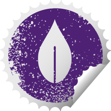 Bir insan tarafından çizilmiş sonbahar yaprağının çizilmiş dairesel kabuk soyma etiketi.