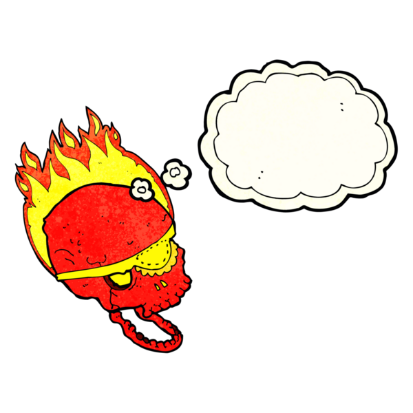 Bir insan tarafından çizilmiş düşünce baloncuklu göz bandıyla çizilmiş tuhaf bir kafatası.