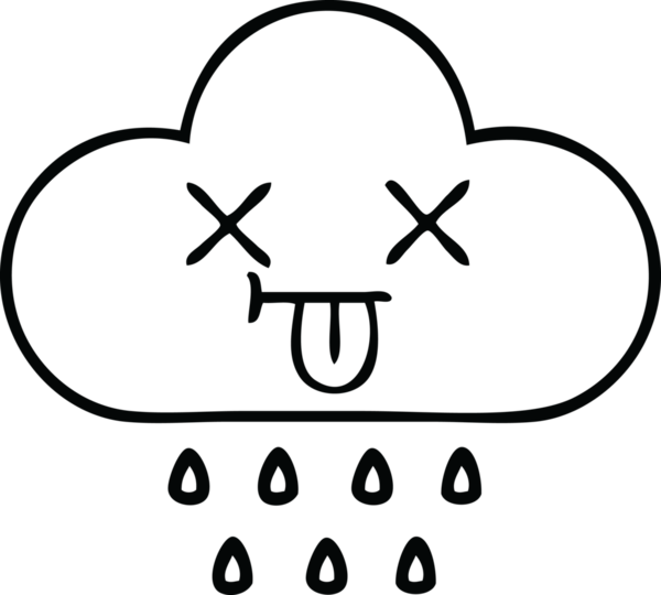 Bir insan tarafından çizilmiş yağmur bulutunun çizgi çizimi