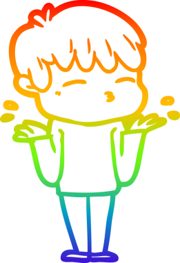 Gökkuşağı gradyanı çizimi Bir insan tarafından çizilmiş meraklı bir çocuk