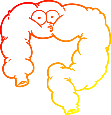 Bir çizgi filmin sıcak gradyan çizimi bir insan tarafından çizilmiş süpriz kolon