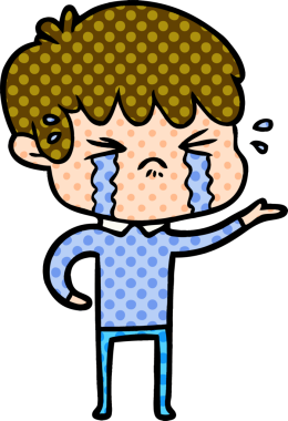 Bir insan tarafından çizilmiş ağlayan çizgi film çocuğu.