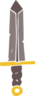 Bir insan tarafından çizilmiş düz renkli çizgi film kılıcı.