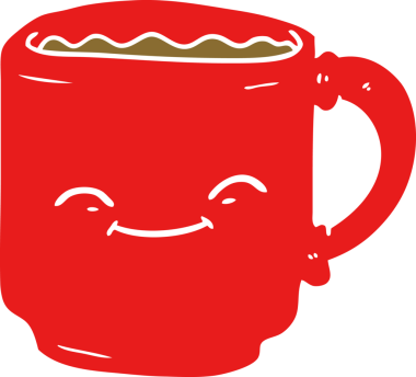 Bir insan tarafından çizilmiş düz renkli kahve fincanı.