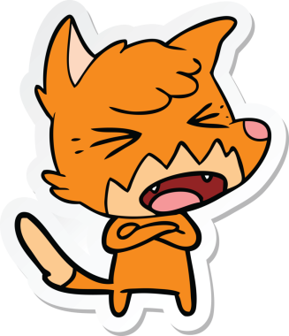 Bir insan tarafından çizilmiş kızgın bir tilkinin çıkartması.