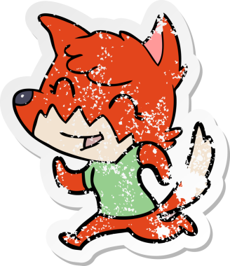 Bir insan tarafından çizilmiş mutlu bir tilkinin sıkıntılı çıkartması.