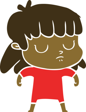 Bir insan tarafından çizilmiş düz renk çizgi film.