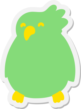 Bir insan tarafından çizilmiş papağan çıkartması.