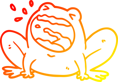 Bir insan tarafından çizilmiş bir kurbağanın sıcak çizgi çizimi.