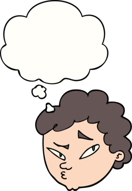 Bir insan tarafından çizilmiş düşünce baloncuğu olan şüpheli bir adam.