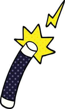 Bir insan tarafından çizilmiş çizgi roman tarzı bir sihirbaz asası.