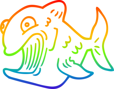 gökkuşağı gradyan çizgisi bir insan tarafından çizilmiş komik bir karikatür balığı çizimi