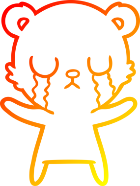 Bir insan tarafından çizilen ağlayan çizgi film ayısının sıcak çizgi çizgisi.