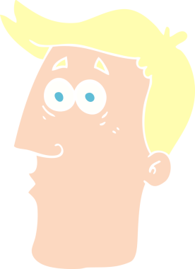 Bir insan tarafından çizilmiş erkek yüzünün düz renk çizimi