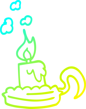 Bir insan tarafından çizilmiş mum şeklindeki çizgi film çizimi.