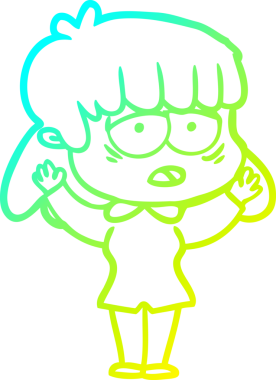 Bir insan tarafından çizilmiş, karikatür çizen yorgun bir kadın.