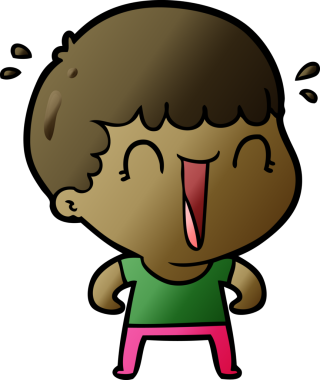 Bir insan tarafından çizilmiş gülen karikatür adam.