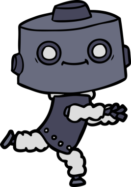 Bir insan tarafından çizilmiş çizgi film robotu