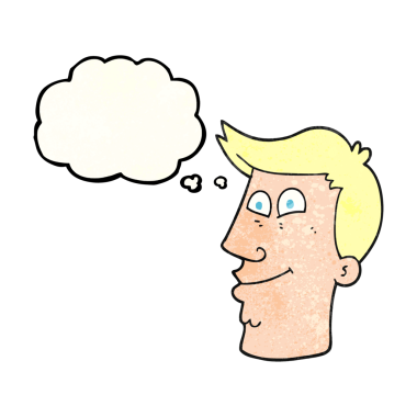 Serbest çizim düşünce baloncuğu bir insan tarafından çizilmiş karikatür erkek yüzü