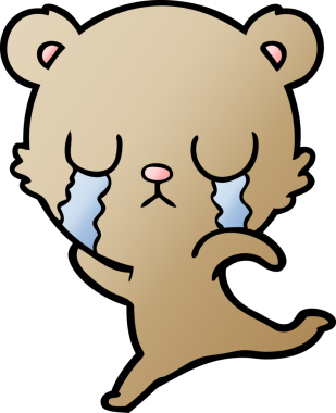 Bir insan tarafından çekilen ağlayan çizgi film ayısı.