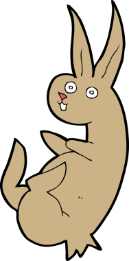 Bir insan tarafından çizilmiş şirin çizgi film tavşanı.